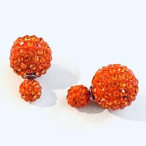 Orange crystal Double Sided Earrings Cincinnati Bengals